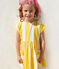 Abito a maniche corte in cotone a righe bambina bianco MARSHMALLOW/ ORGE