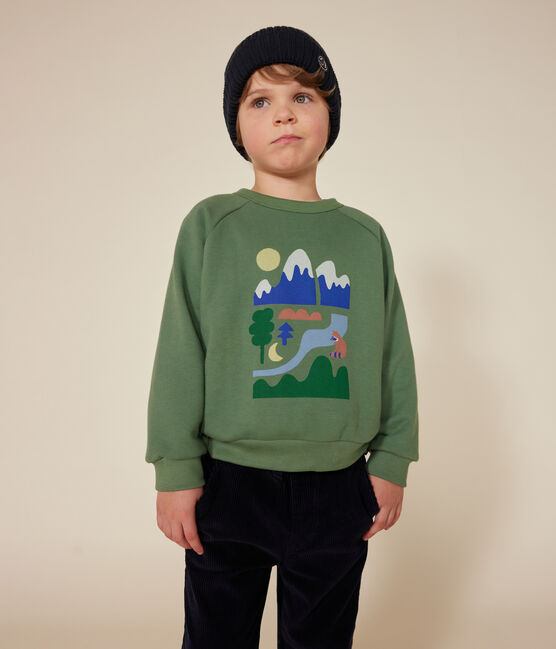 Maglia in tessuto felpato bambino verde PALMERAIE