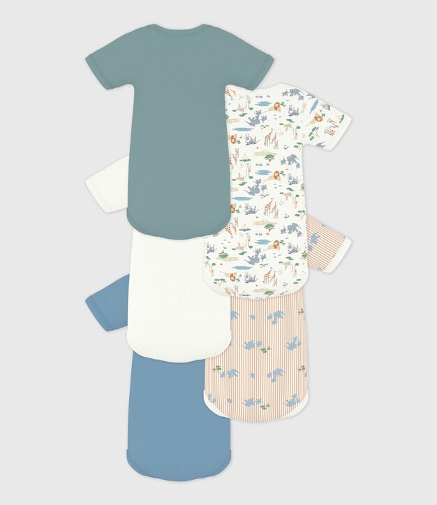 Set di body a maniche corte in cotone con stampa neonato multicolore