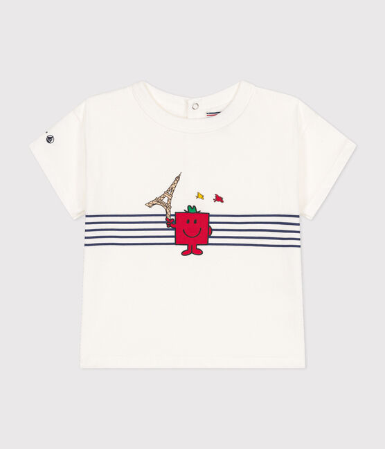 T-shirt Monsieur Madame in cotone neonato bianco MARSHMALLOW