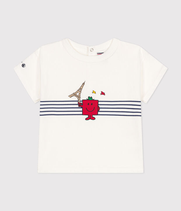 T-shirt Monsieur Madame in cotone neonato bianco