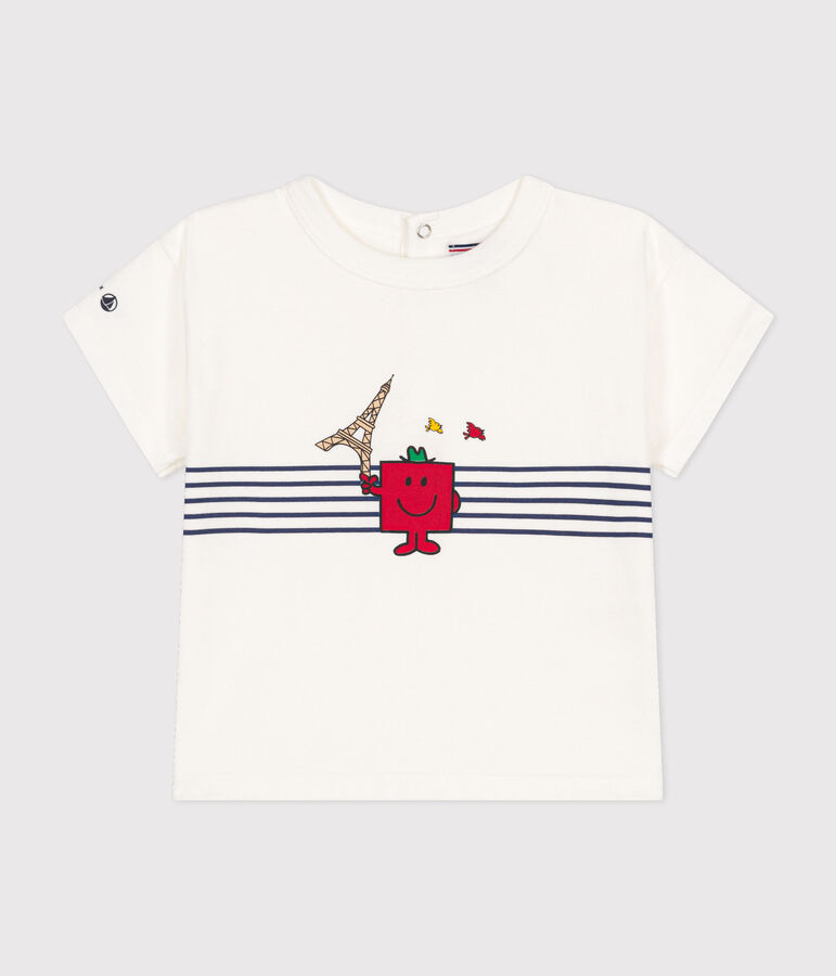 T-shirt Monsieur Madame in cotone neonato bianco