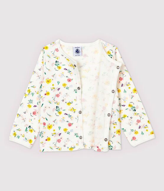 Cardigan in cotone bebè femmina. bianco MARSHMALLOW/bianco MULTICO