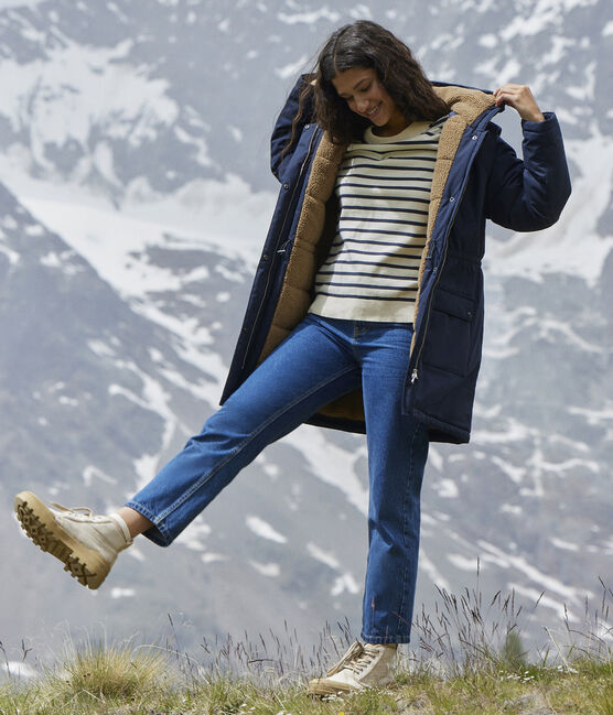 Parka foderato in sherpa per donna blu SMOKING