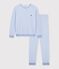 Pigiama in spugna di cotone a righe donna blu/ecru