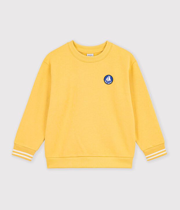 Felpa in cotone tinta unita bambina giallo