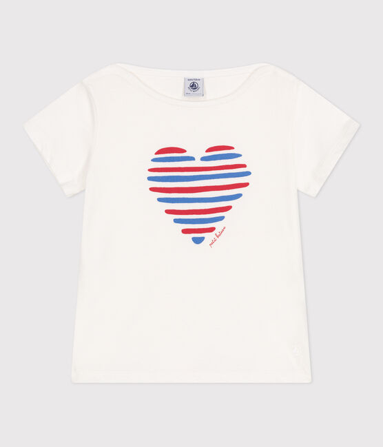 T-shirt a maniche corte in cotone con cuore bambina bianco MARSHMALLOW