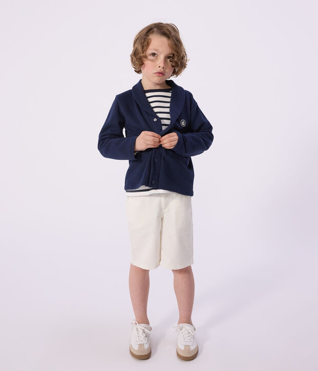 Cardigan per bambini in cotone tinta unita con collo a revers SMOKING