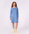 Camicia da notte in cotone con scollo alla coreana e stampa a cuori donna blu/bianco