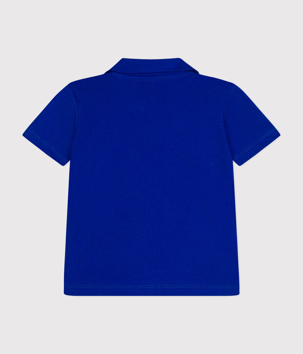 Polo a maniche corte in cotone bambino blu