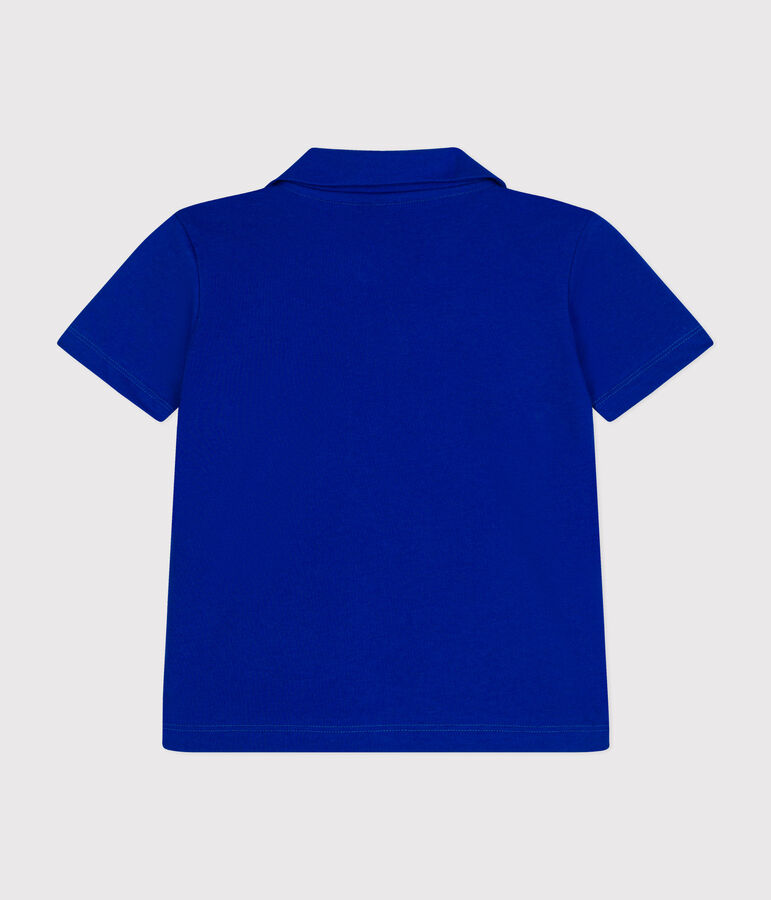 Polo a maniche corte in cotone bambino blu