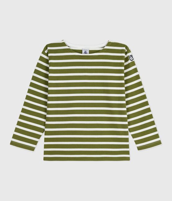 Marinière in cotone bambina verde CEDAR/ MILK