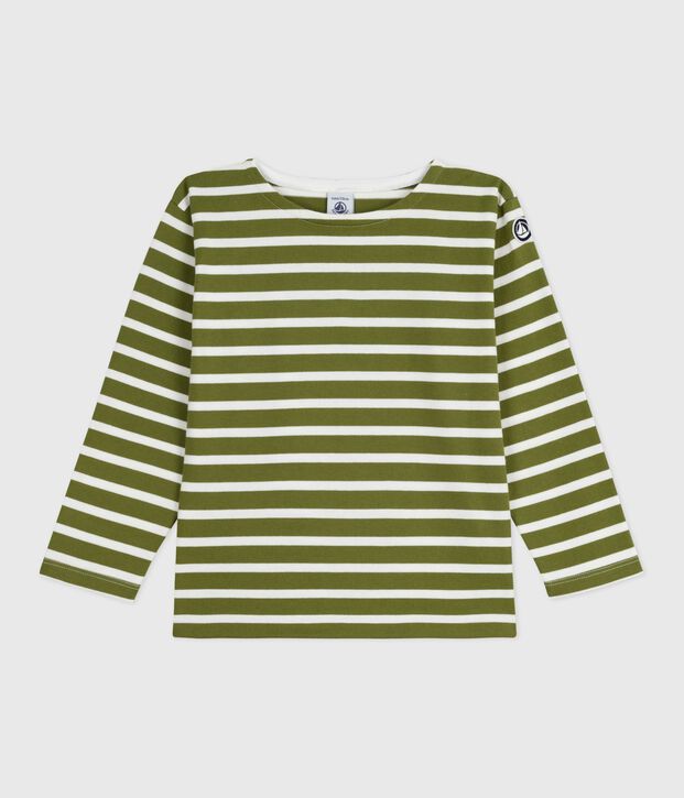 Marini&egrave;re in cotone bambino verde/ecru