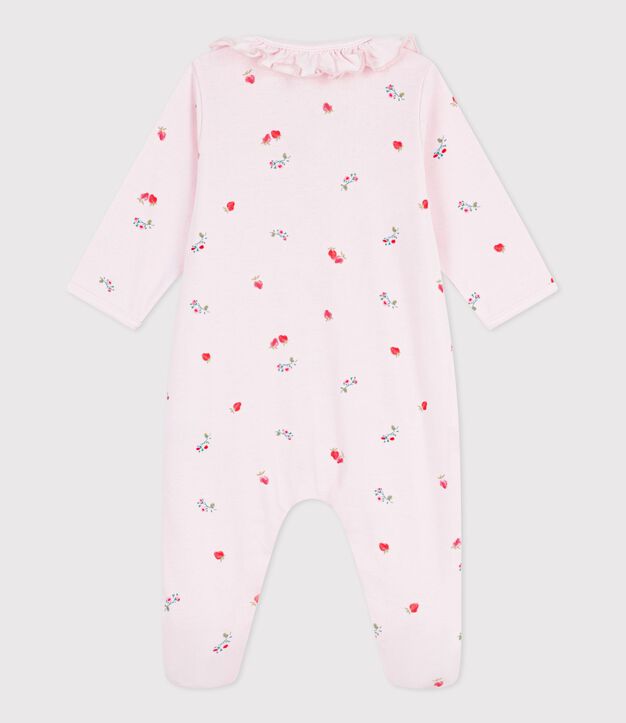 Pigiama in cotone con colletto a fiori neonato rosa/multicolore