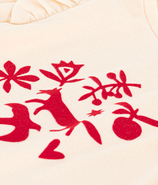 T-shirt maniche lunghe in cotone bambina ecru