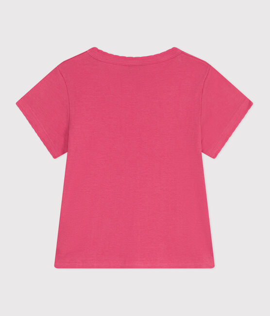 T-shirt a maniche corte in cotone tinta unita bambina rosa PEONIA