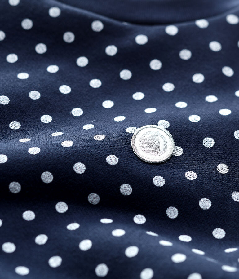 Felpa bambina in molleton blu/bianco