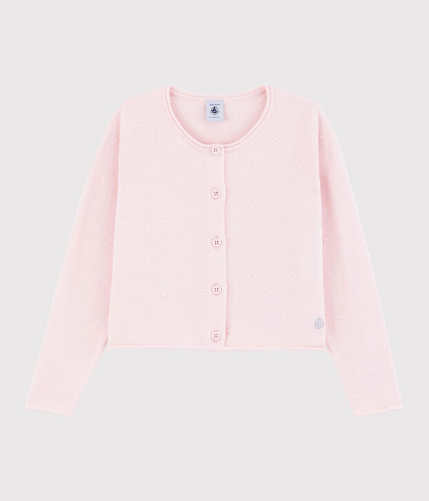 Cardigan tricot in cotone bambina rosa