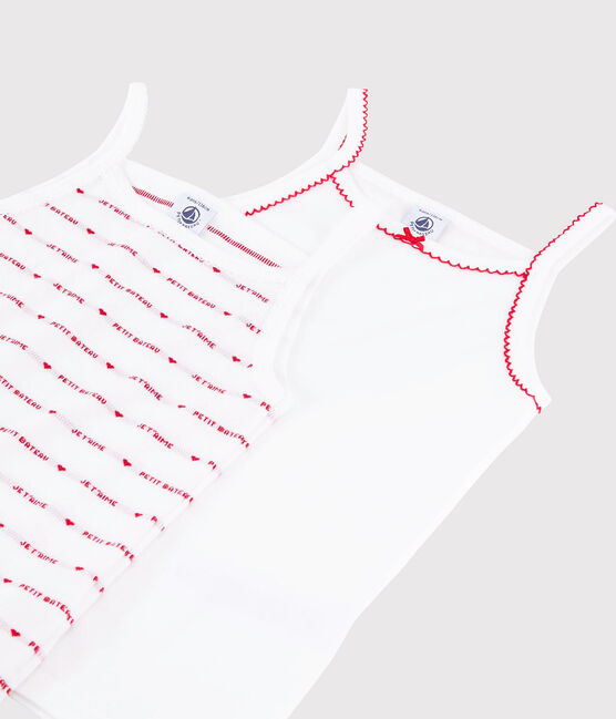 Confezione da 2 canottiere con spalline "Petit Bateau Je t'aime" bambina variante 1