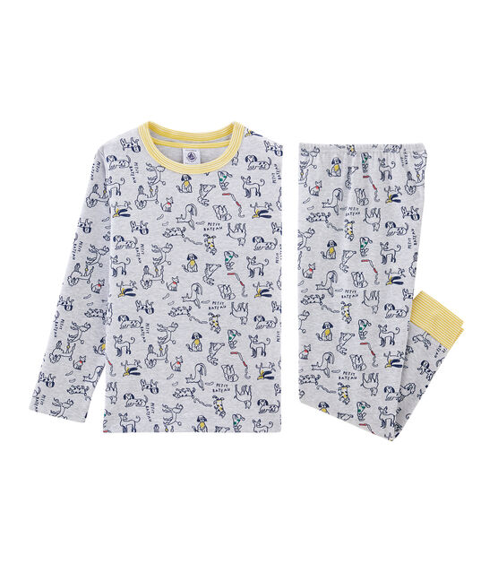 Pigiama bambino a costine grigio BELUGA/bianco MULTICO