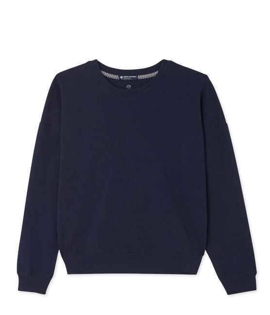 T-shirt donna in cotone stretch blu SMOKING