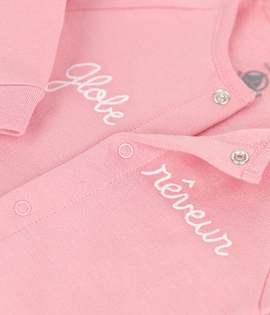 Tutina bebè in molleton in cotone biologico rosa CHARME
