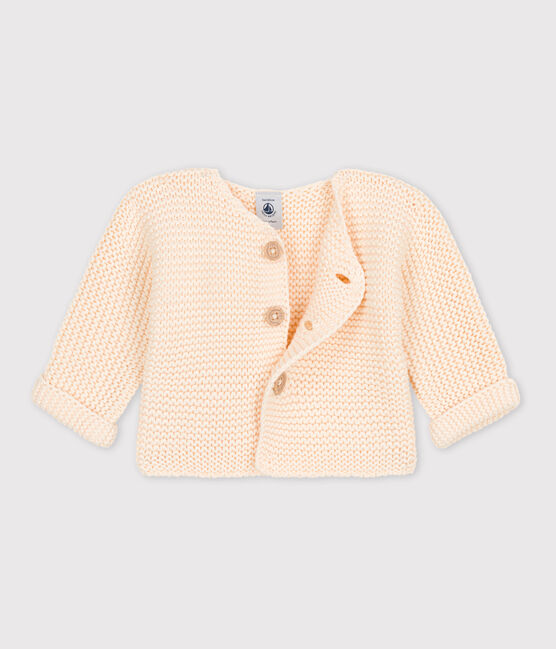 Cardigan bebè in tricot in cotone a punto legaccio ecru AVALANCHE