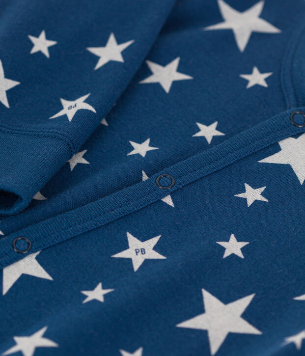 Pigiama beb&egrave; senza piedi in cotone blu/bianco