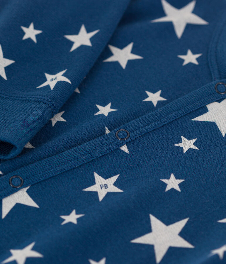 Pigiama beb&egrave; senza piedi in cotone blu/bianco