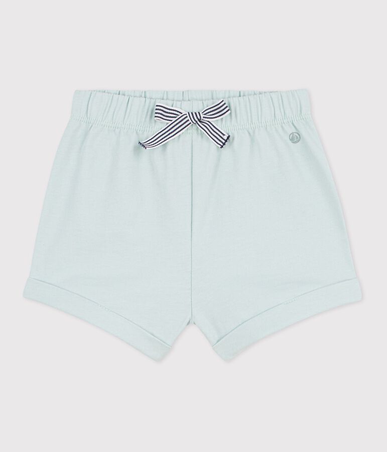 Shorts in cotone tinta unita neonato blu