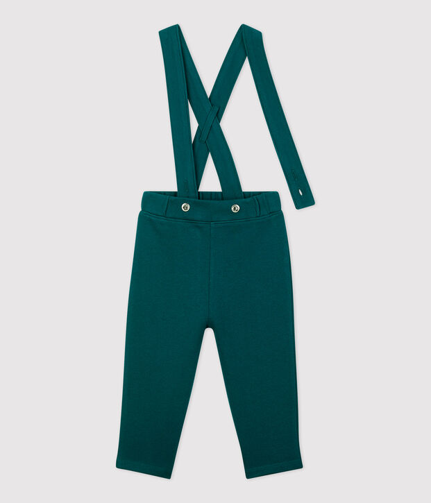 Pantaloni a bretelle in molleton beb&egrave;. verde