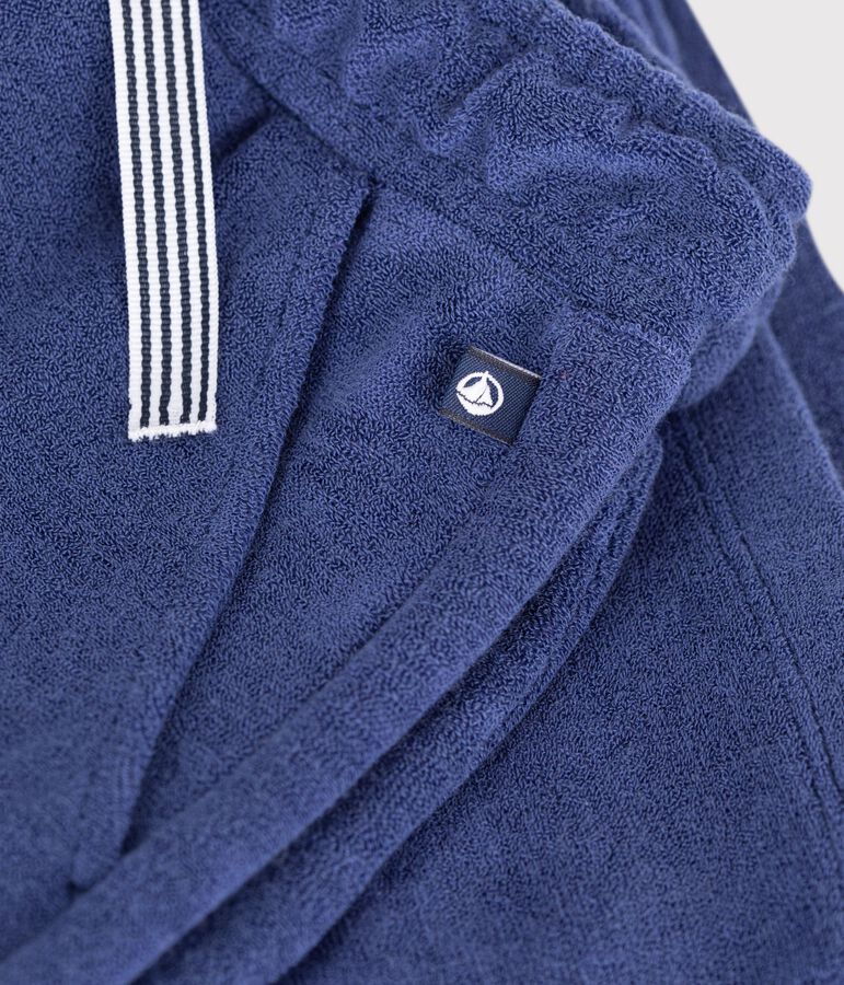 Bermuda corti in cotone tinta unita bambino blu