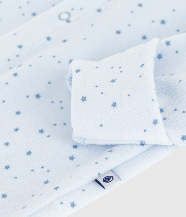 Pigiama in ciniglia con colletto e stampa neonato blu/blu