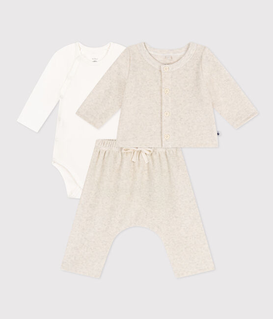 Completo in velluto e body per bebè beige MONTELIMAR CHINE
