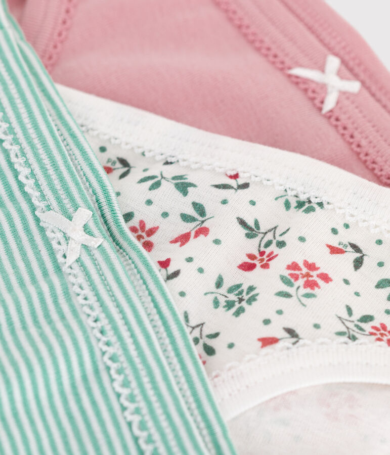 Set di 3 slip in cotone a fiori bambina multicolore