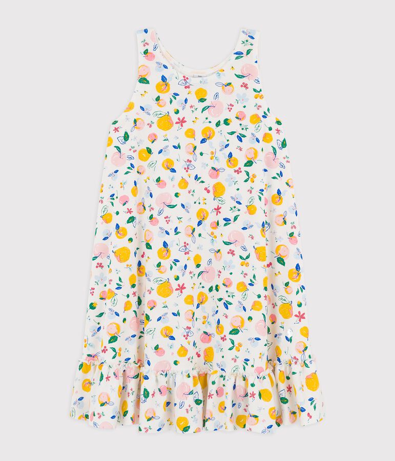 Abito senza maniche in cotone bambina bianco MARSHMALLOW/bianco MULTICO