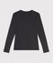 T-shirt a maniche lunghe in cotone con finiture a punto cocotte donna grigio