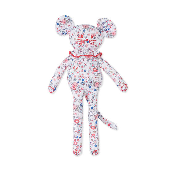 Doudou bébé souris imprimé bianco ECUME/rosa GRETEL/ MULTICO