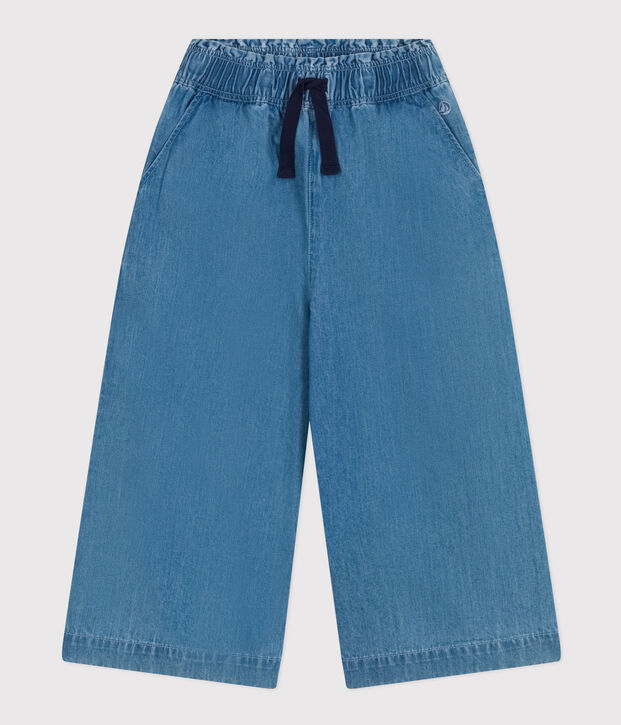 Pantaloni ampi in denim leggero bambina blu