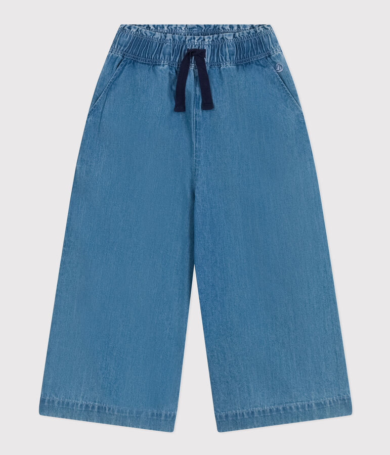Pantaloni ampi in denim leggero bambina blu