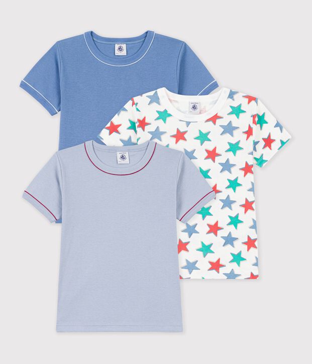 Set di T-shirt bambino a maniche corte in cotone con stampa a stelle multicolore