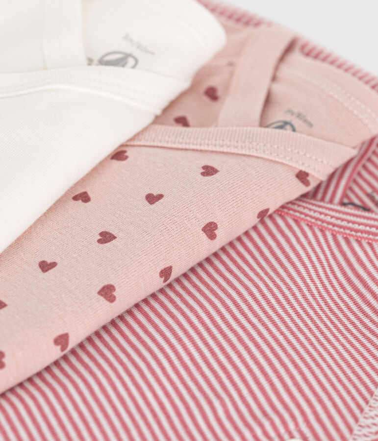 Set di 3 body incrociati a maniche lunghe in cotone neonato multicolore