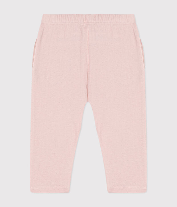 Pantalone beb&egrave; in tubique tinta unita rosa