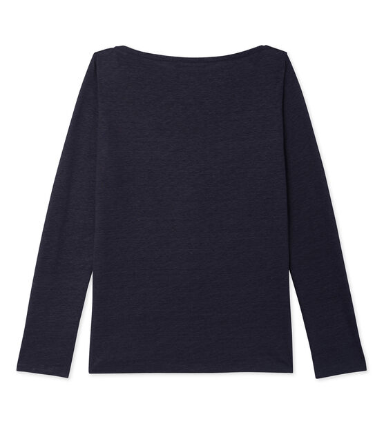 T-shirt donna a maniche lunghe in lino laccato blu SMOKING/blu BRILLANT