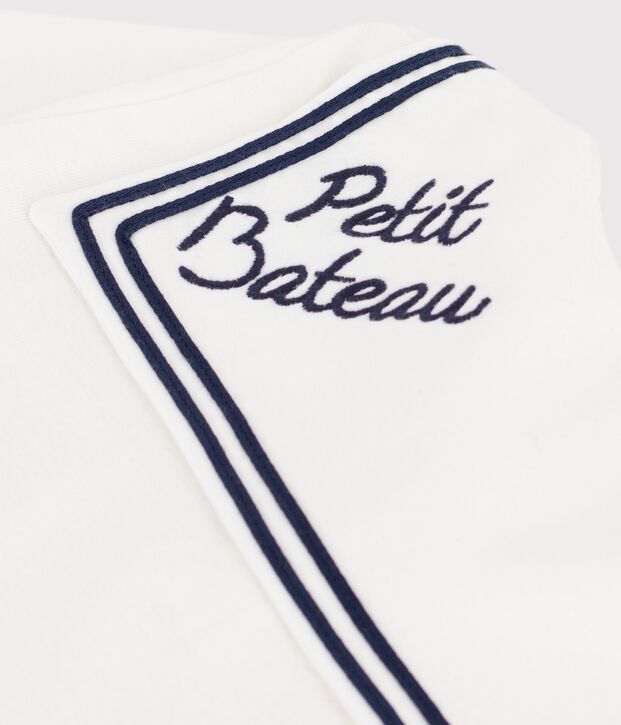 Blusa con colletto e maniche lunghe in cotone tinta unita bambina bianco