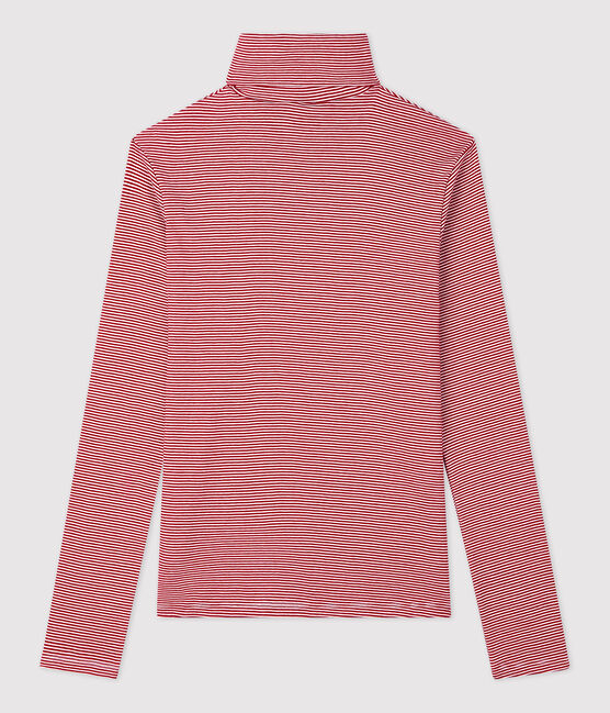 Dolcevita iconico in cotone a righe Donna rosso SANGRIA/ MARSHMALLOW