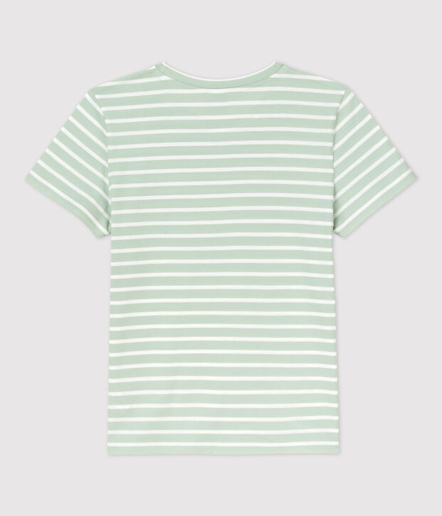 T-shirt TAGLIO REGULAR girocollo in cotone bio Donna verde/bianco