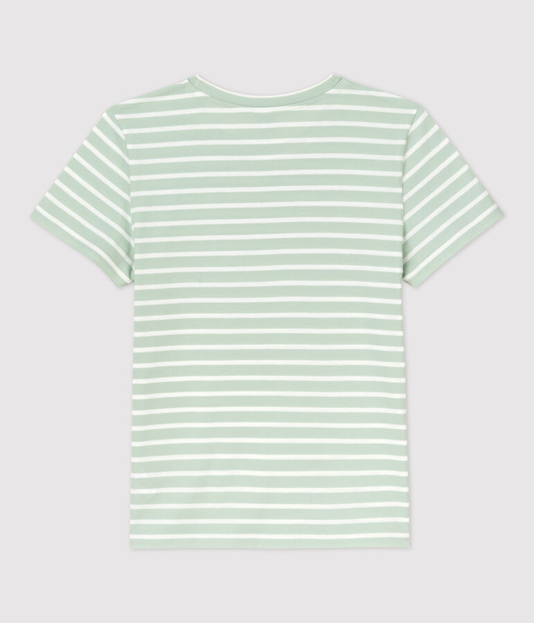 T-shirt TAGLIO REGULAR girocollo in cotone bio Donna verde/bianco