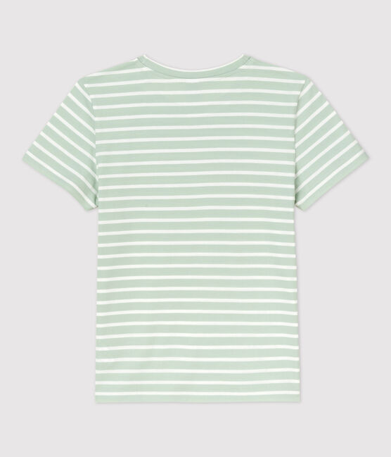 T-shirt TAGLIO REGULAR girocollo in cotone bio Donna verde HERBIER/ MARSHMALLOW