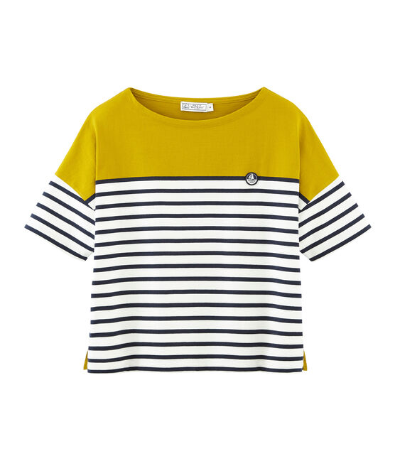 Marinière maniche corte donna giallo BAMBOO/bianco MARSHMALLOW/ SMOKING